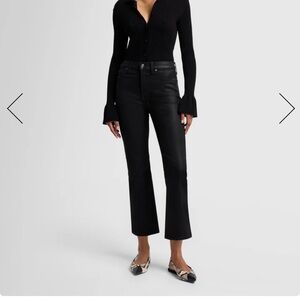 7 For All Mankind Coated Black High Waist Slim Kick Women's Jeans